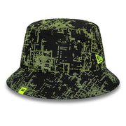 VR46 Featherweight Poly All Over Print Bucket Hat Adults - Black/Neon Yellow