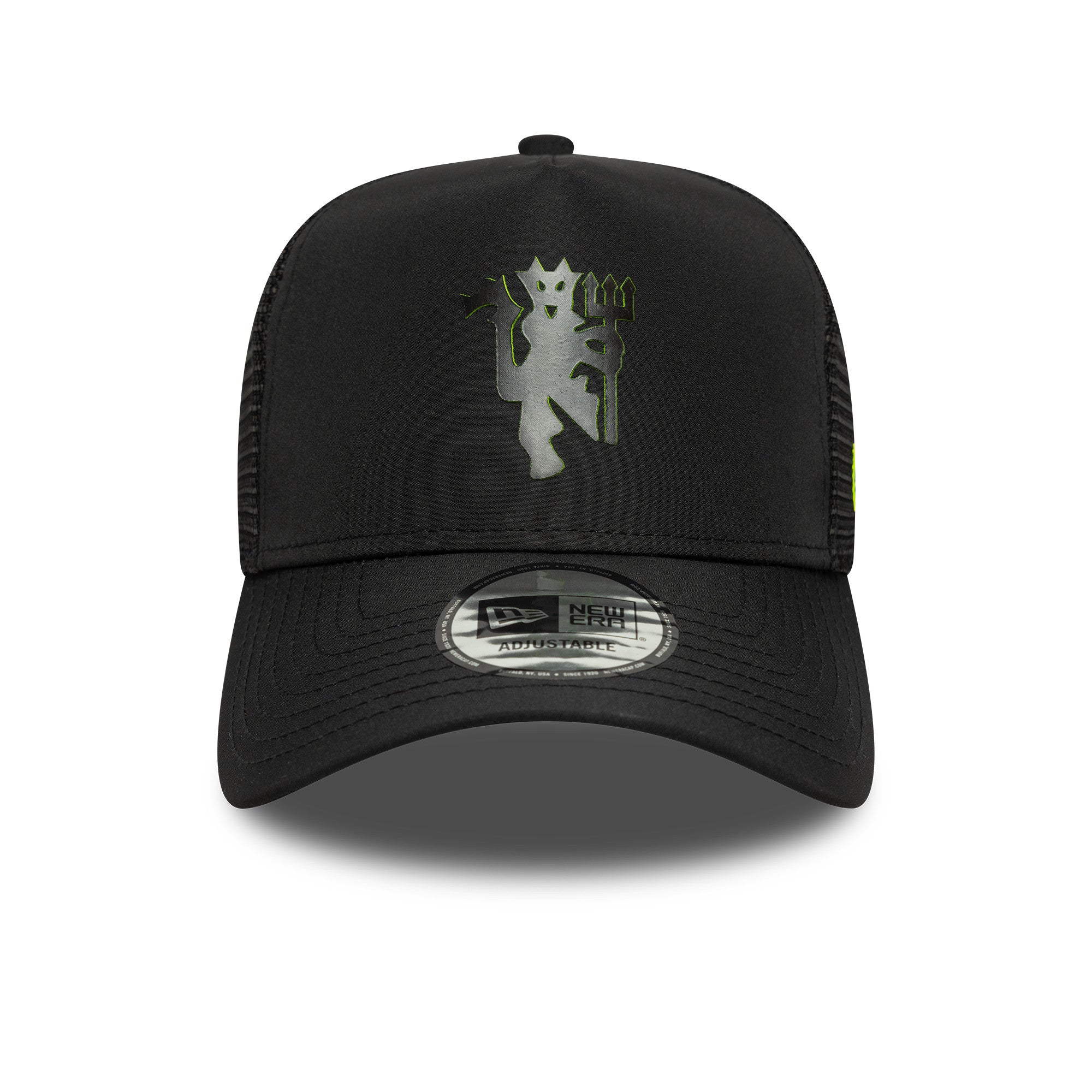Manchester United Hd Keyline Trucker Cap Adults - Black/Neon Yellow