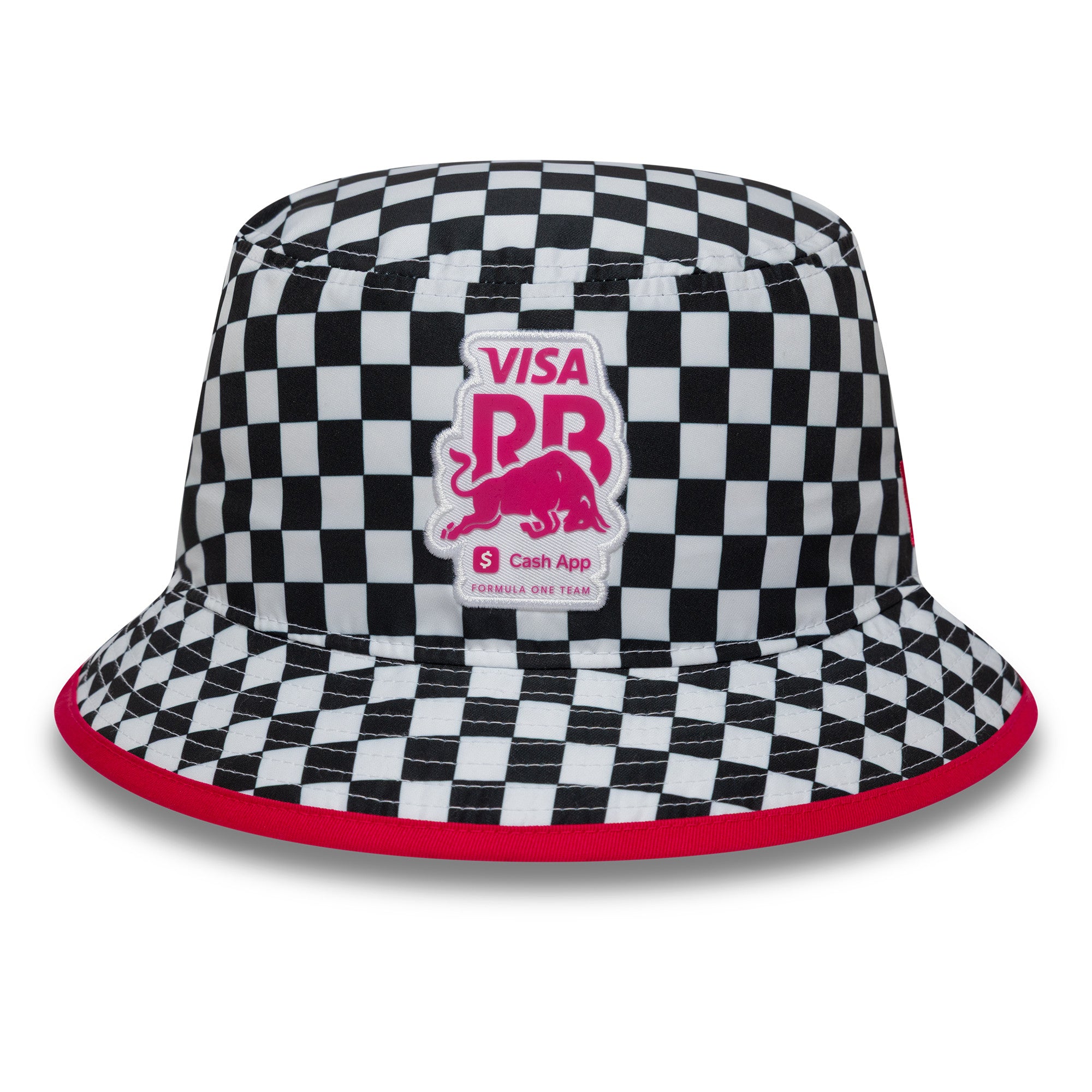 Visa Cash App RB F1 Checkerboard Tapered Bucket Hat Adults - White