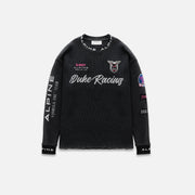 Alpine F1 Team X Duke And Dexter Black Long Sleeve Waffle Unisex - Washed Black