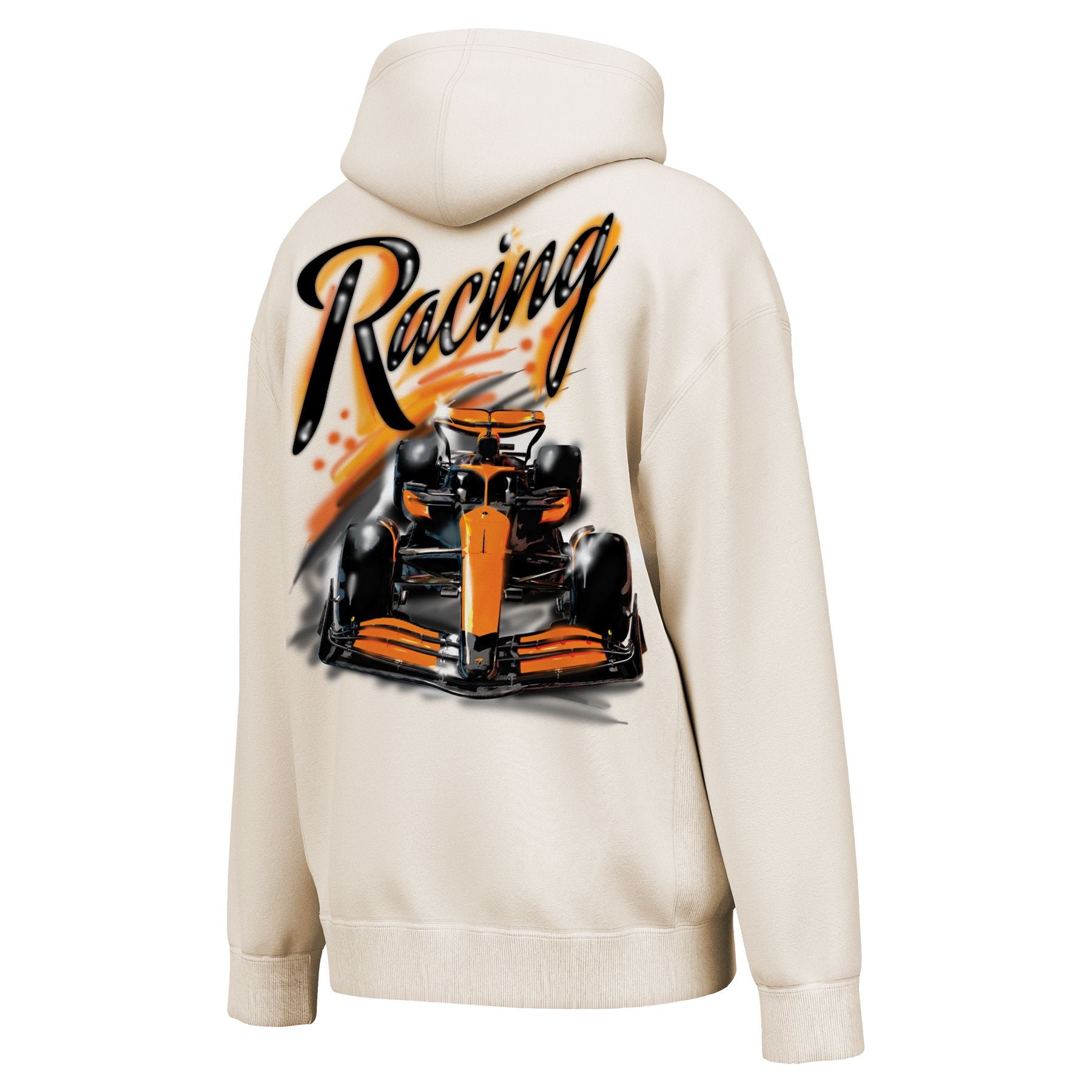 McLaren Racing F1 Drive Fast Pullover Silicone Washed Hoodie Mens - Off White