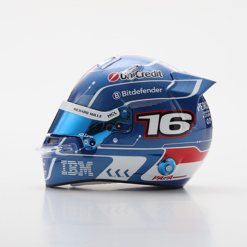 Looksmart Scuderia Ferrari F1 Team Charles Leclerc 2025 Miami GP Mini Helmet Adults - Blue - 1:5 Scale