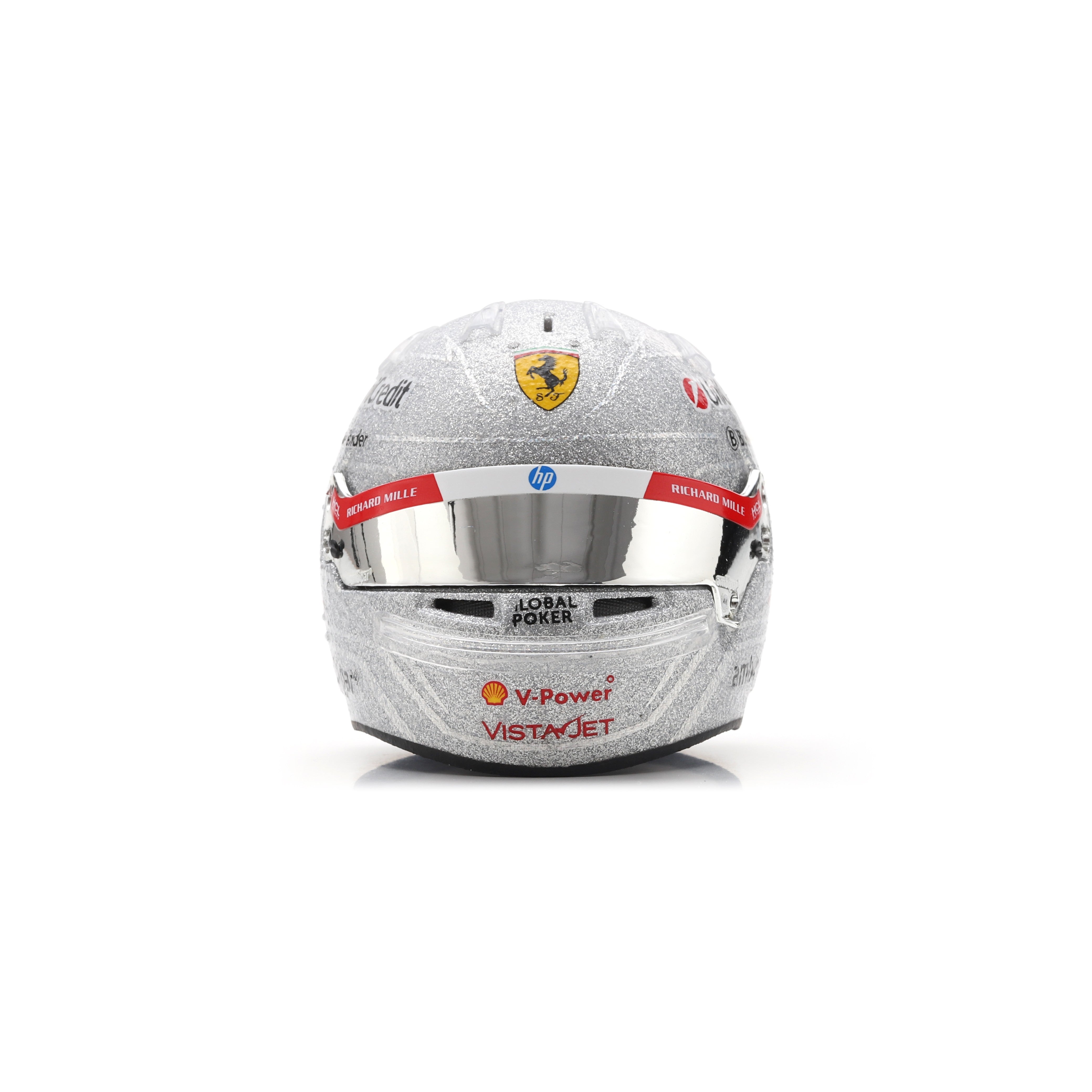 Looksmart Scuderia Ferrari F1 Team Lewis Hamilton 2025 Las Vegas GP Mini Helmet Adults - Silver - 1:5 Scale
