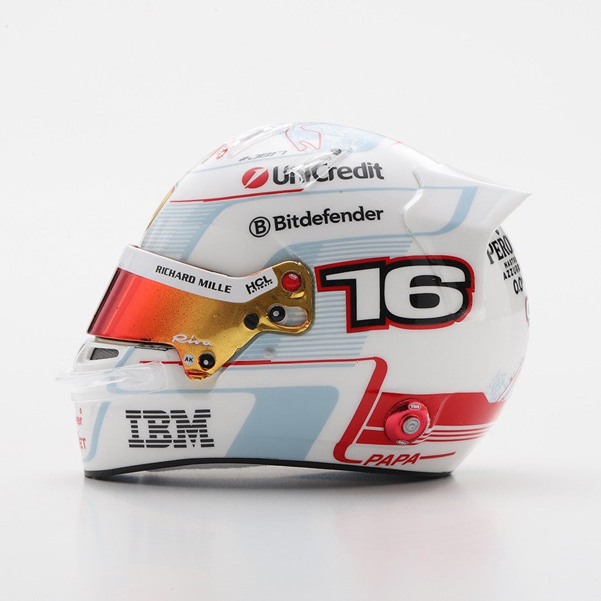 Looksmart Scuderia Ferrari F1 Team Charles Leclerc 2025 Monaco GP Mini Helmet Adults - White - 1:5 Scale